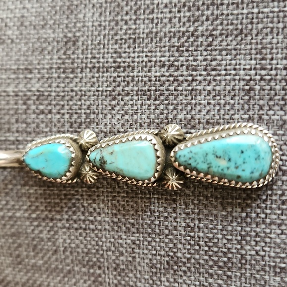 Gorgeous NWOT Native American Navajo Handmade 3 Stone Turquoise Pendant 💙🩵💙🎁 - Picture 3 of 12